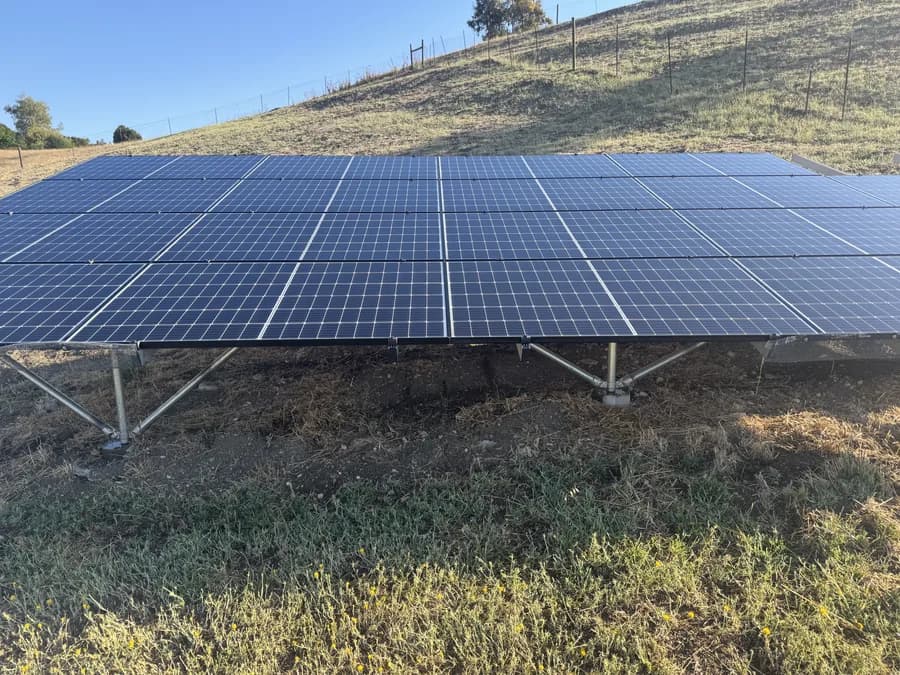 The same solar array after a pure water clean, panels clear and reflective